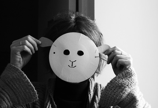 Photo of woman wearing smiling face mask